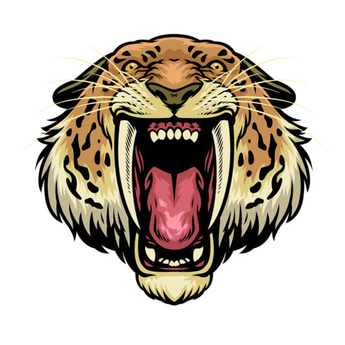 Angry Sabertooth Head Mascot Illustration cover image.