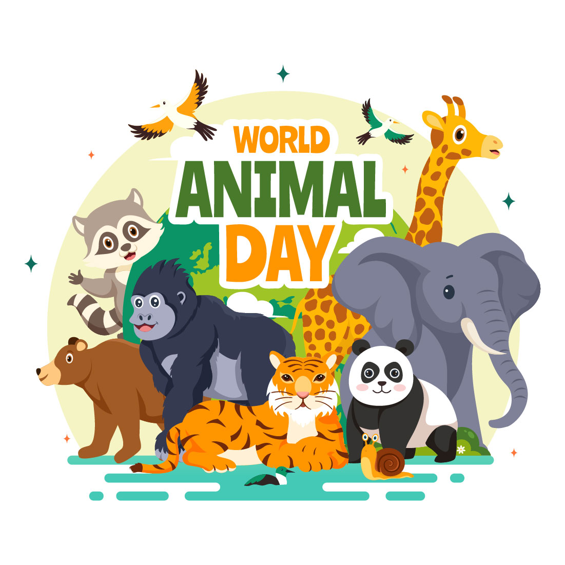 12 World Animal Day Illustration cover image.