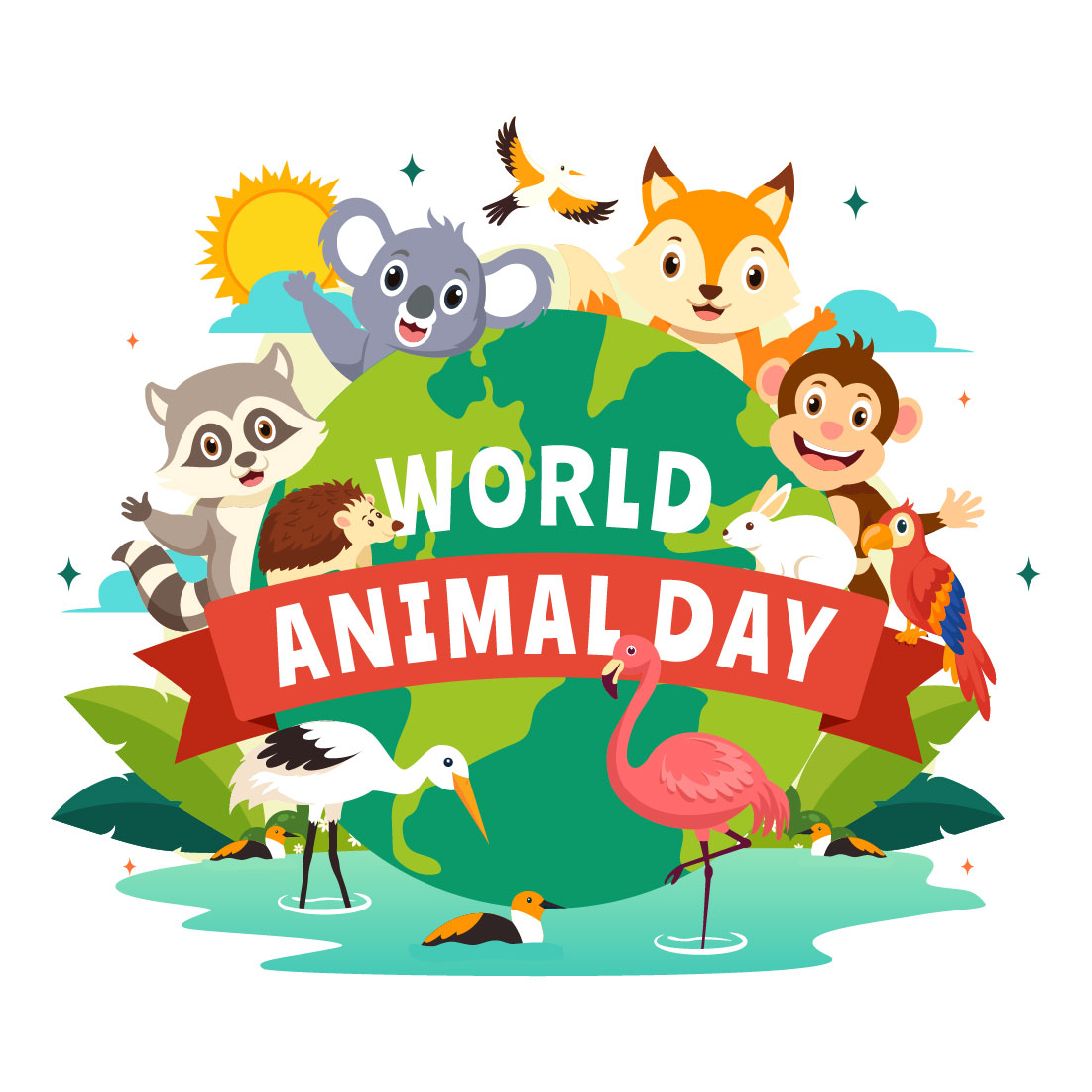 12 World Animal Day Illustration preview image.