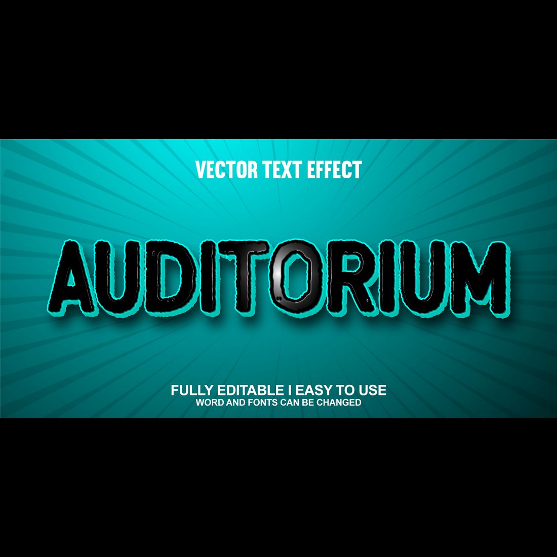 Fully Editable Vector 3D Text Effect preview image.