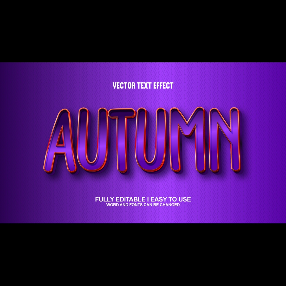 Fully Editable Vector 3D Text Effect preview image.