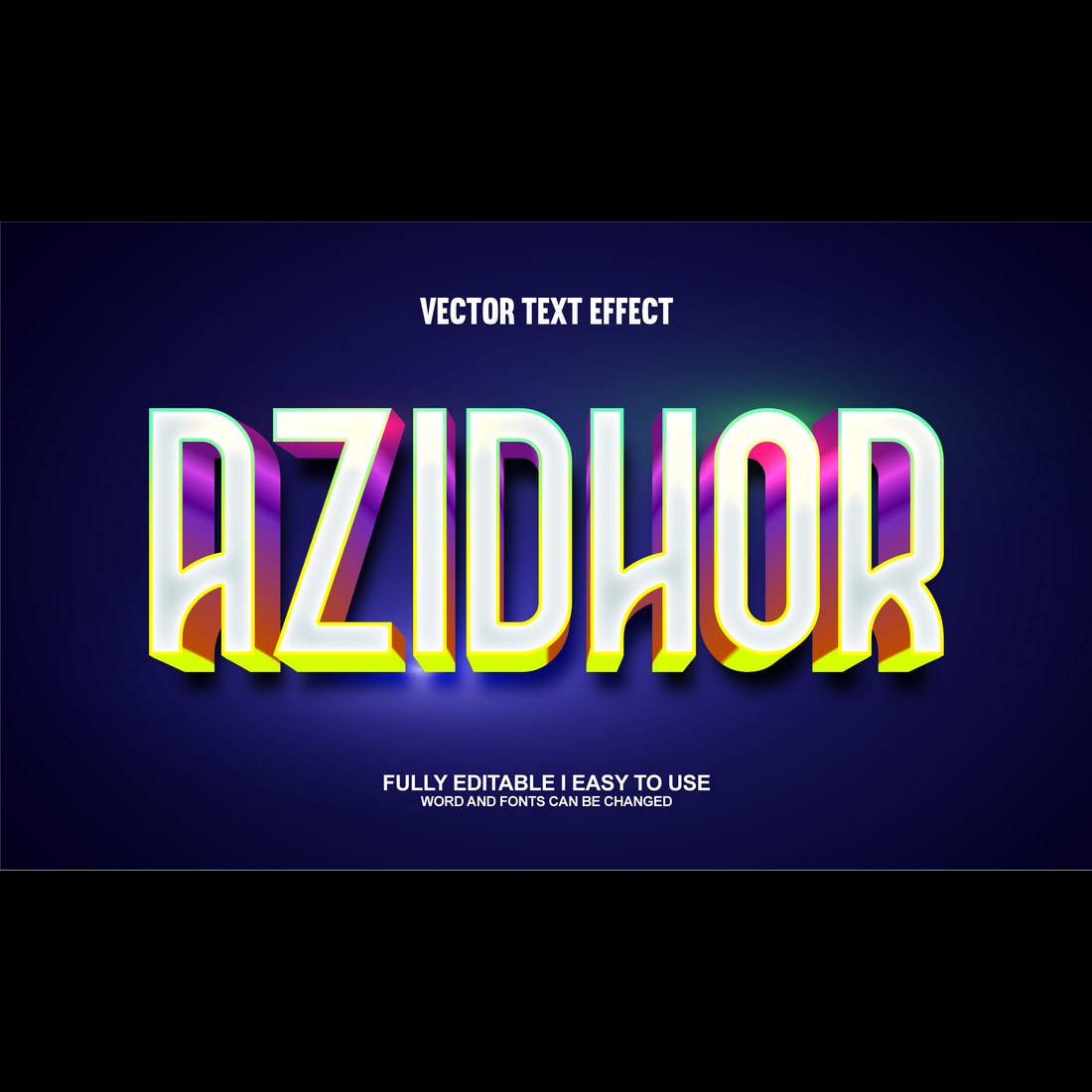 Fully Editable Vector 3D Text Effect preview image.