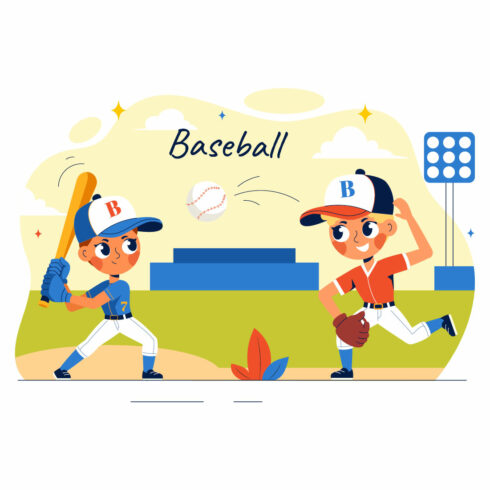 9 Baseball Kids Player Illustration cover image.