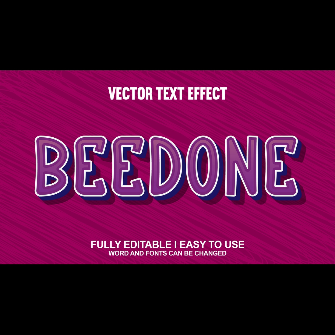 Fully Editable Vector 3D Text Effect preview image.