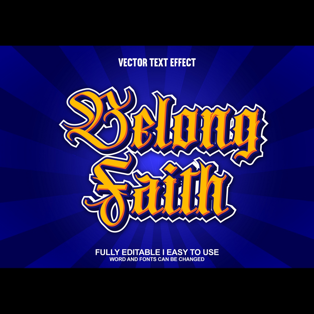 Fully Editable Vector 3D Text Effect preview image.