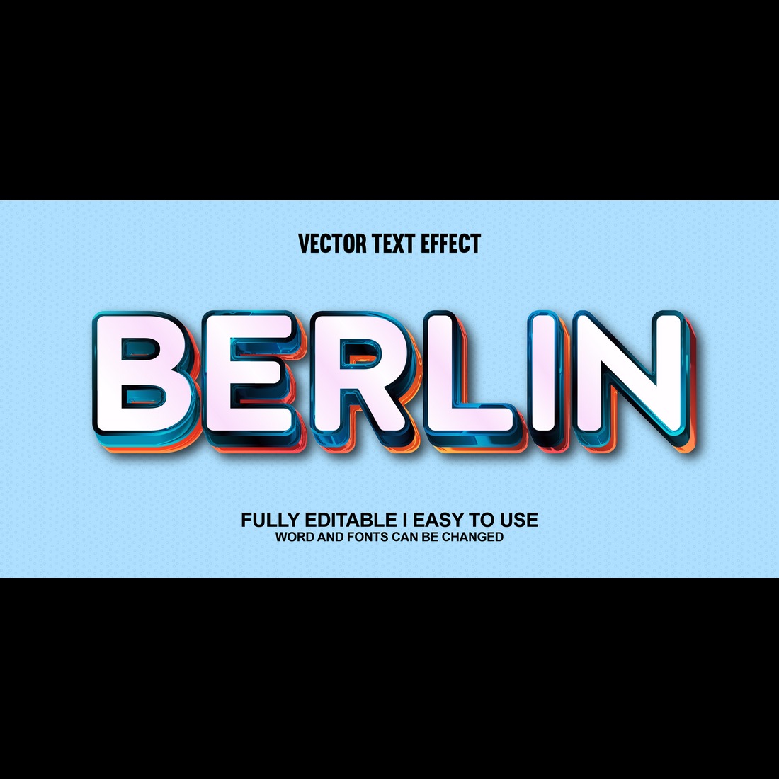 Fully Editable Vector 3D Text Effect preview image.