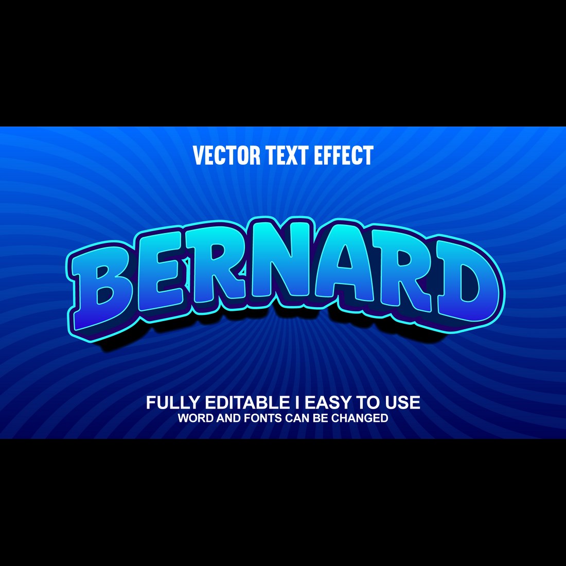 Fully Editable Vector 3D Text Effect preview image.