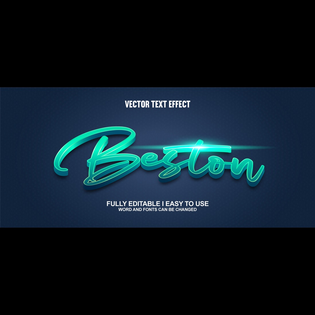 Fully Editable Vector 3D Text Effect preview image.