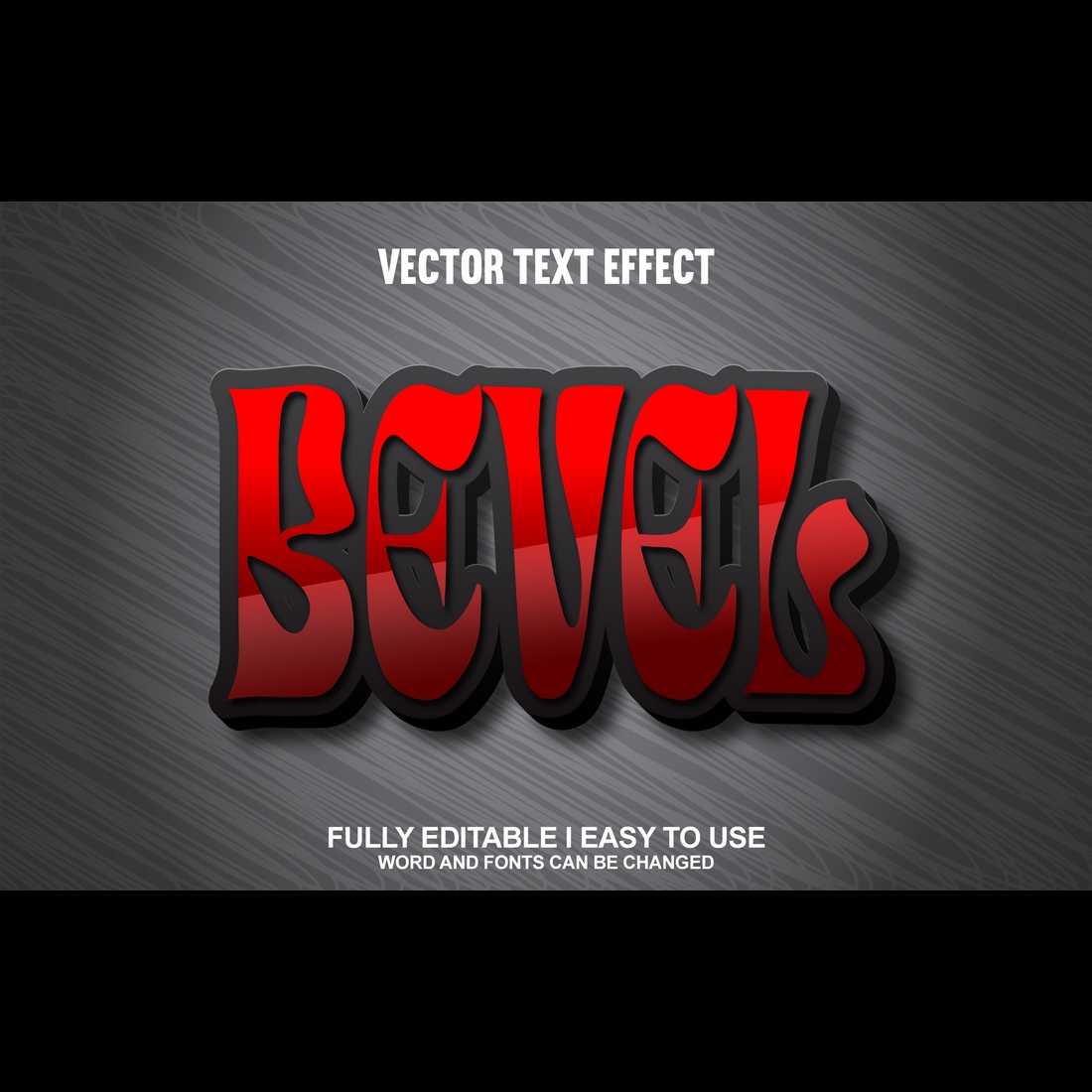 Fully Editable Vector 3D Text Effect preview image.