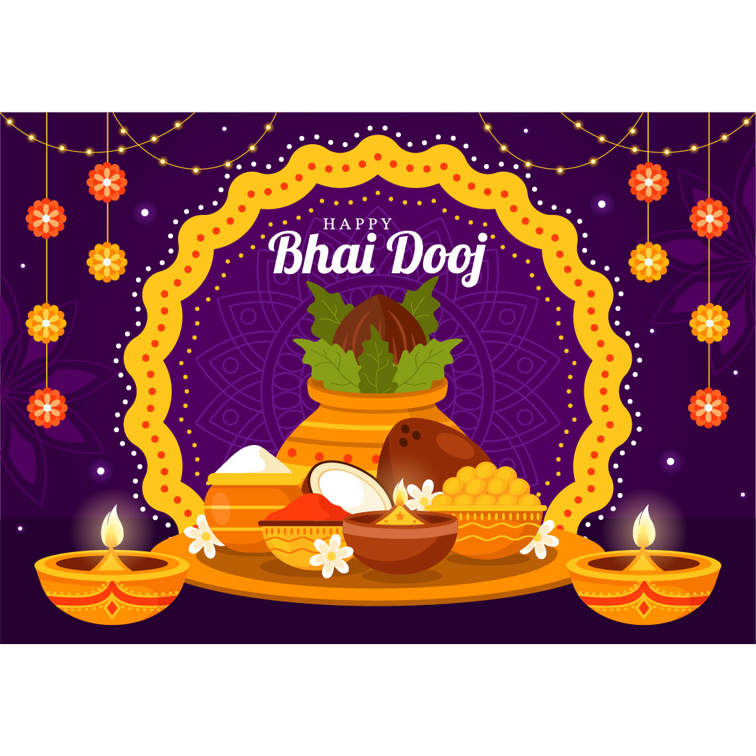 12 Bhai Dooj Indian Festival Illustration preview image.