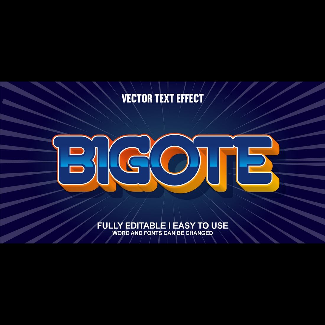 Fully Editable Vector 3D Text Effect preview image.