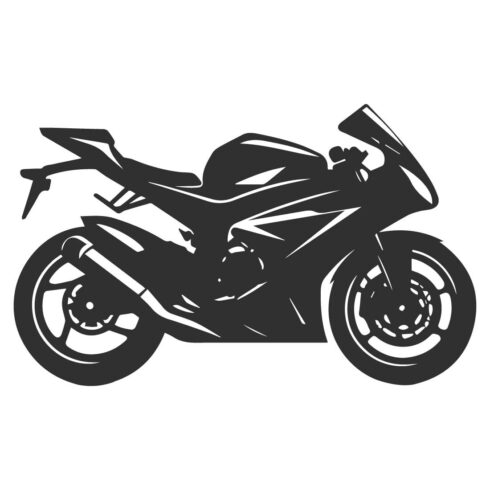 Black and white motorcycle illustration on a white background cover image.