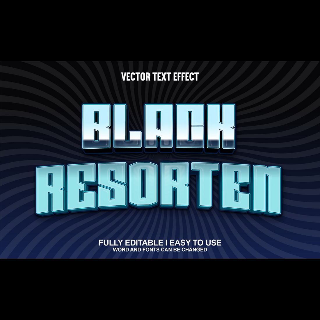 Fully Editable Vector 3D Text Effect preview image.