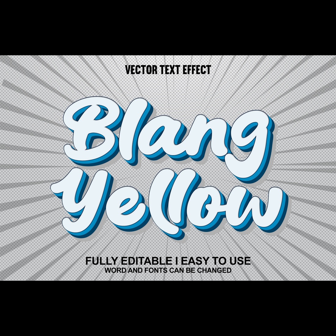 Fully Editable Vector 3D Text Effect preview image.