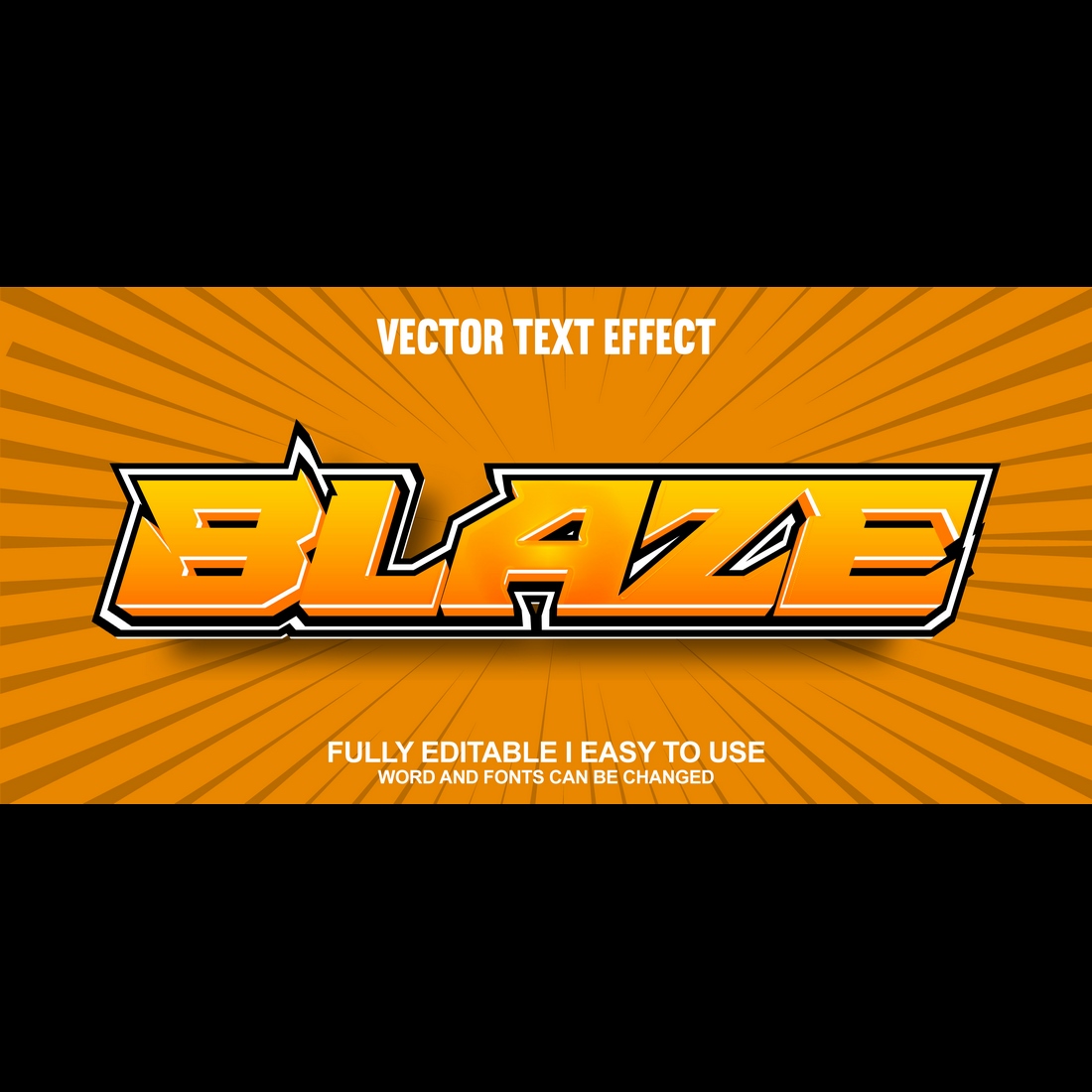 Fully Editable Vector 3D Text Effect preview image.