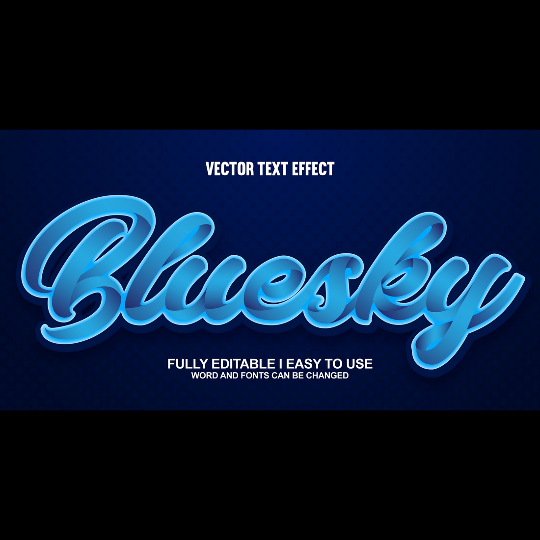 Fully Editable Vector 3D Text Effect preview image.