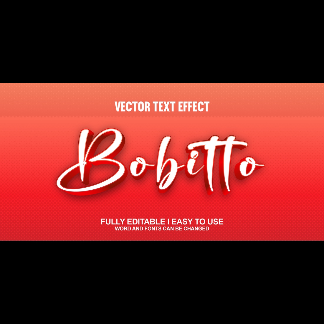 Fully Editable Vector 3D Text Effect preview image.