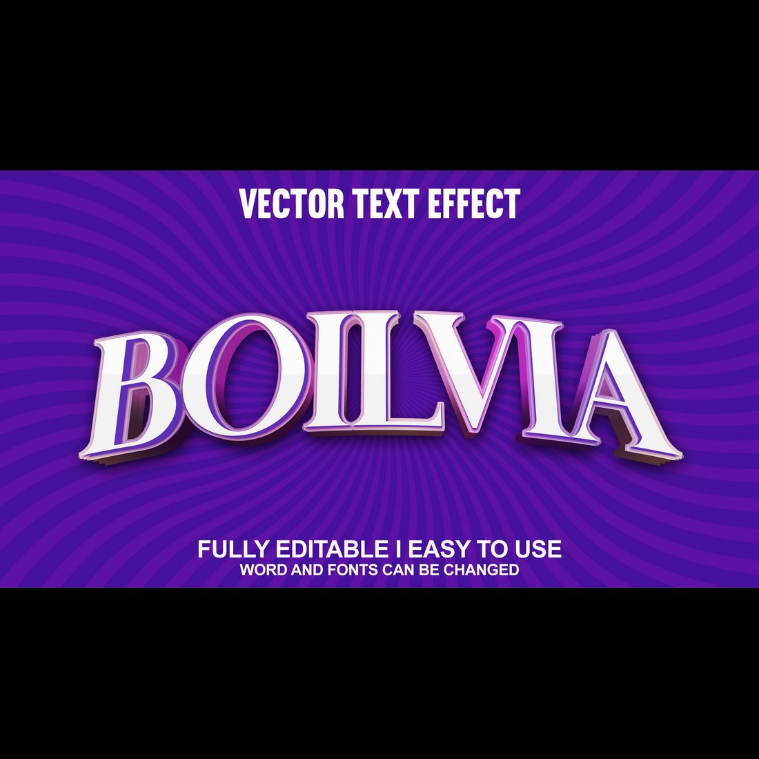 Fully Editable Vector 3D Text Effect preview image.