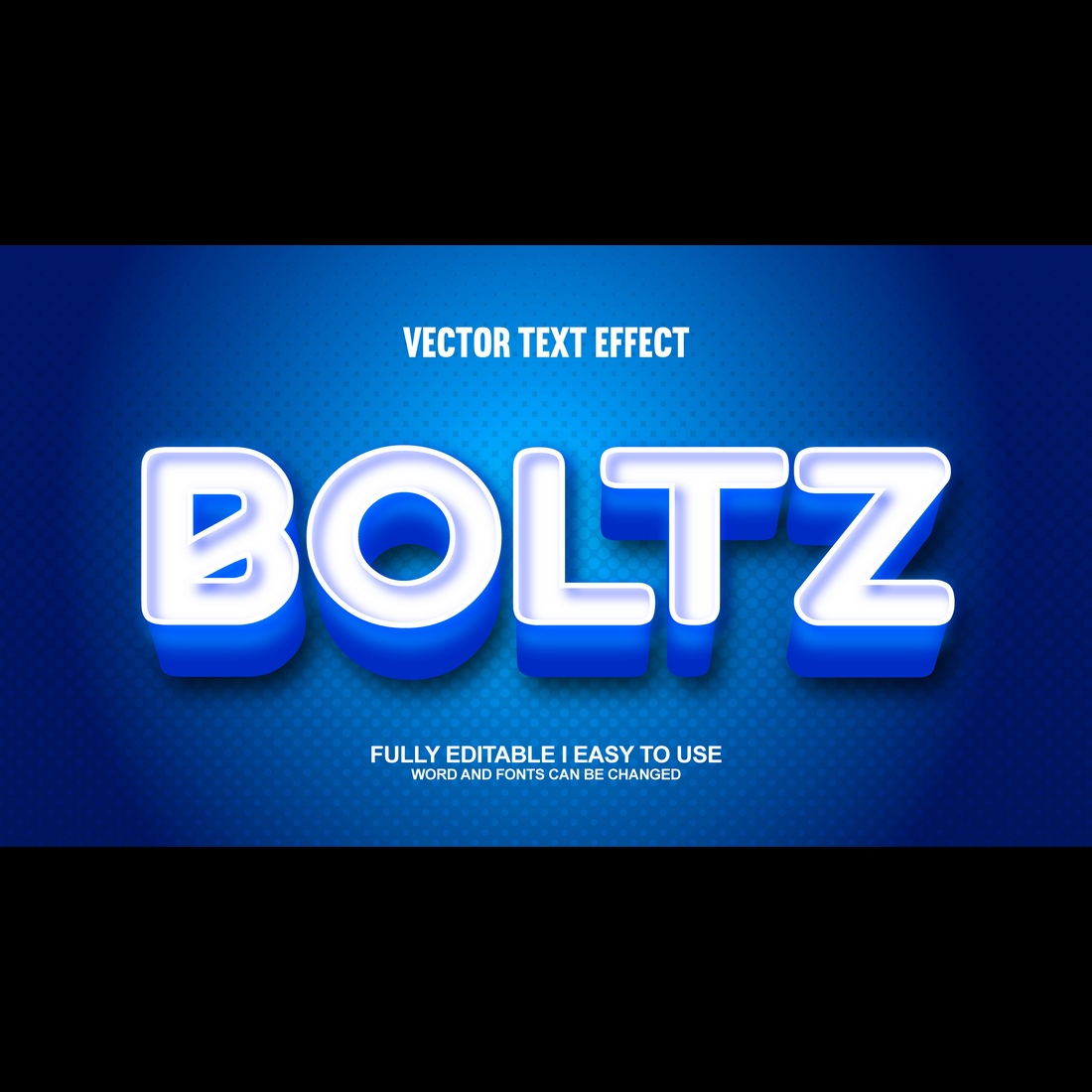 Fully Editable Vector 3D Text Effect preview image.