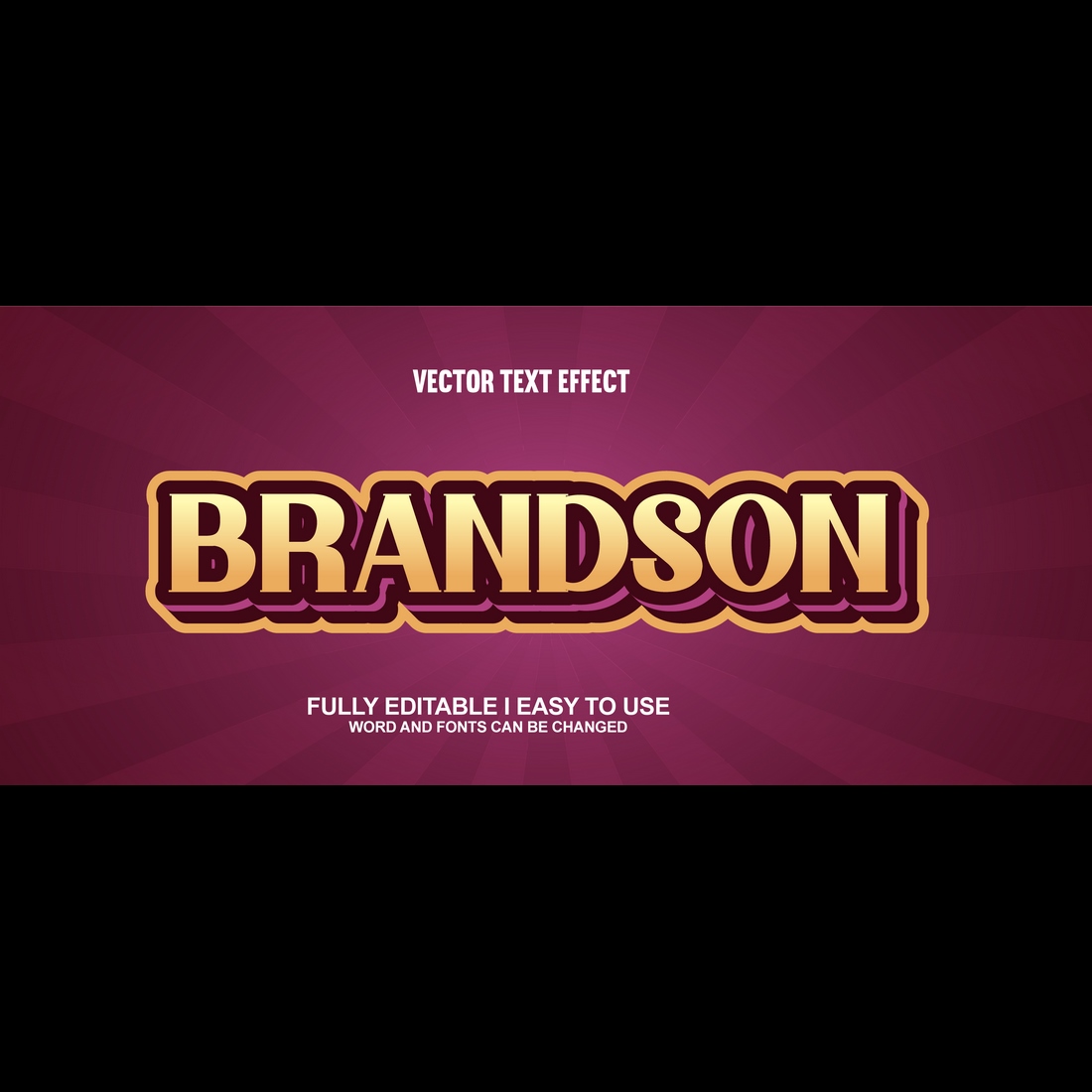 Fully Editable Vector 3D Text Effect preview image.