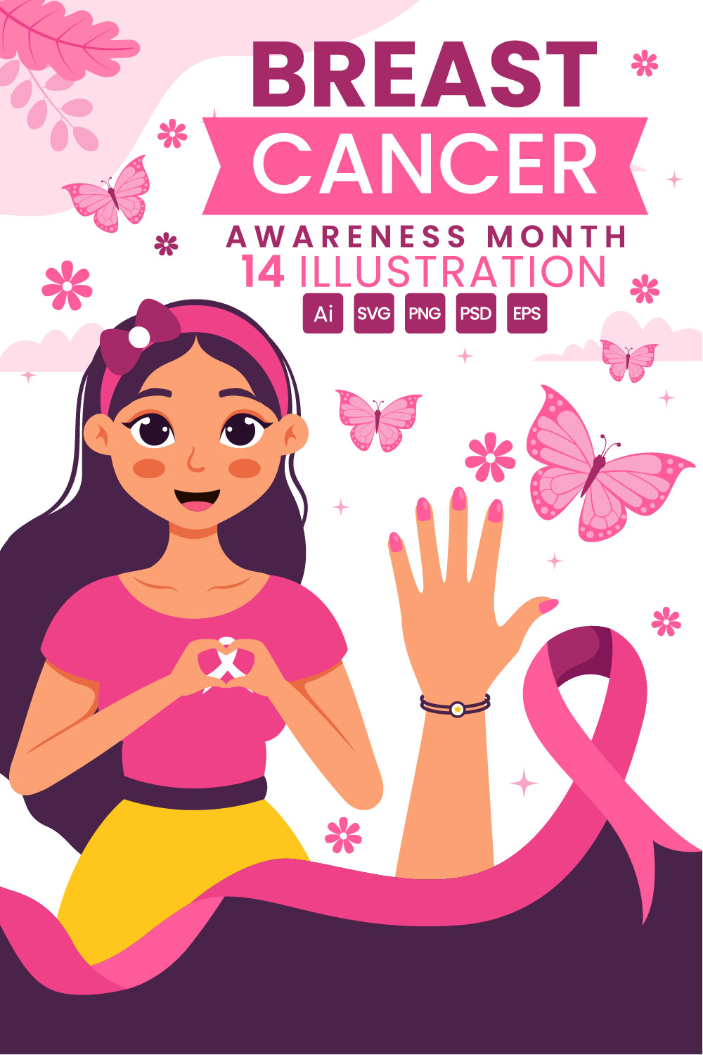 14 Breast Cancer Awareness Illustration pinterest preview image.