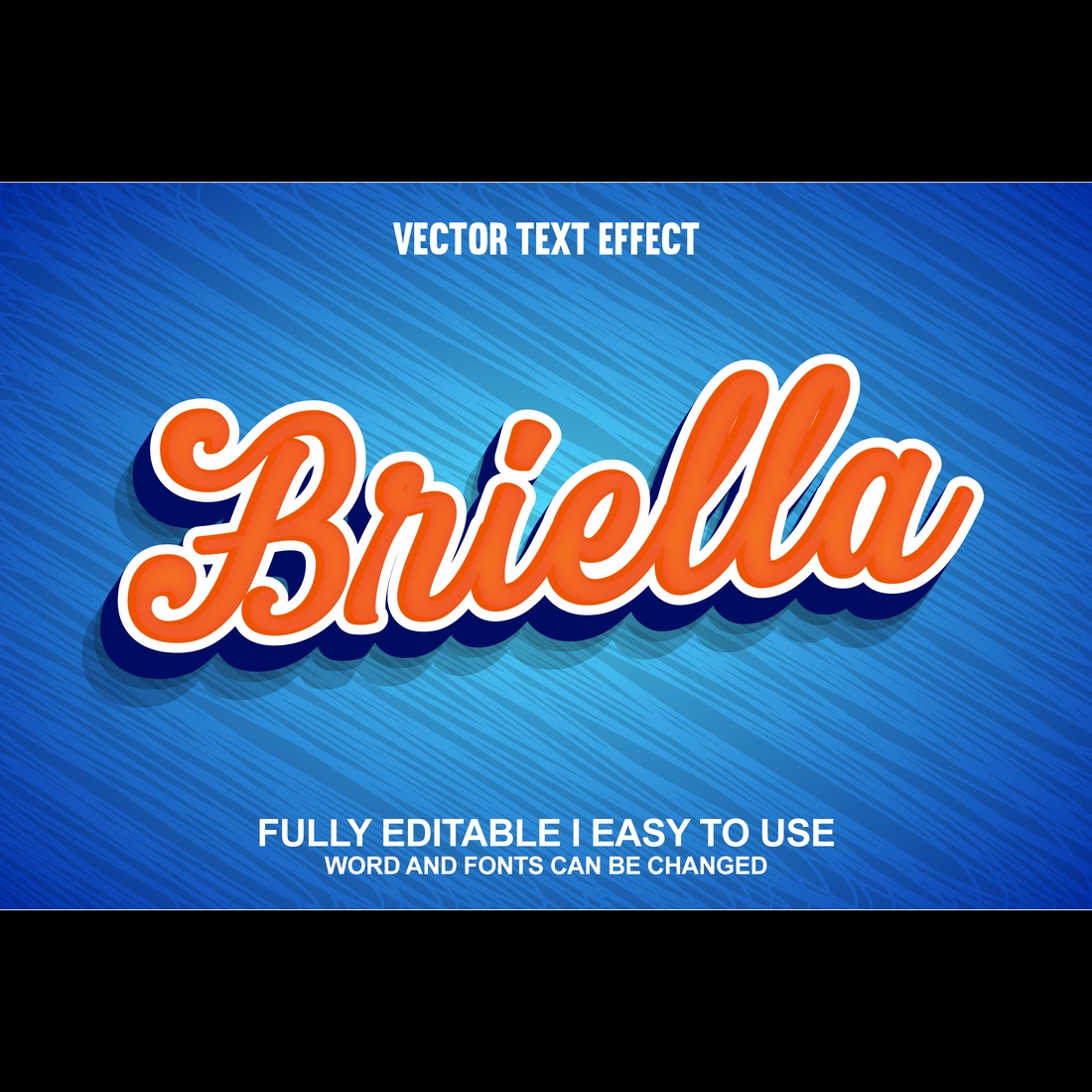 Fully Editable Vector 3D Text Effect preview image.