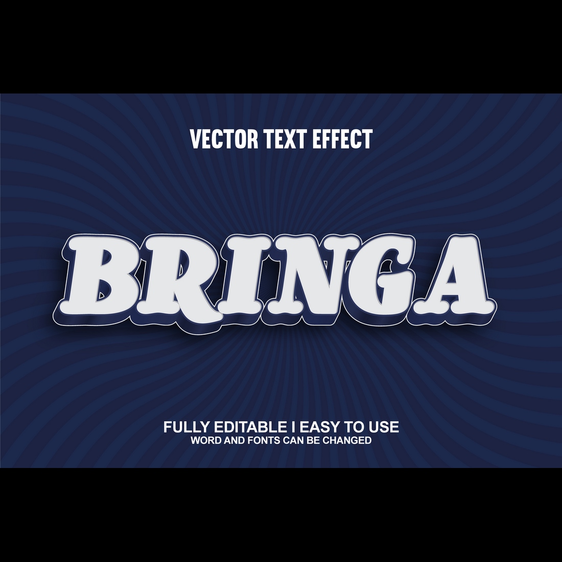 Fully Editable Vector 3D Text Effect preview image.