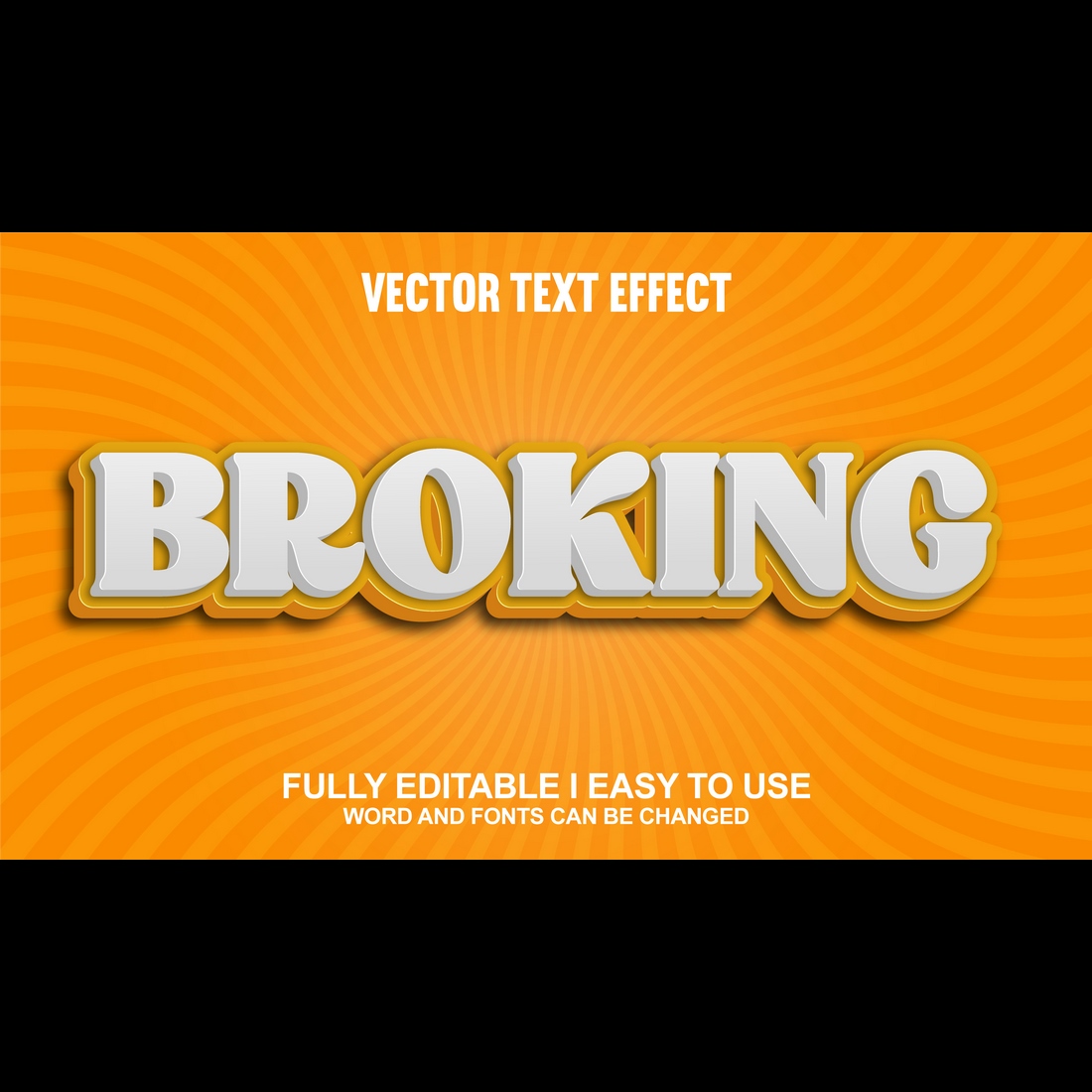 Fully Editable Vector 3D Text Effect preview image.