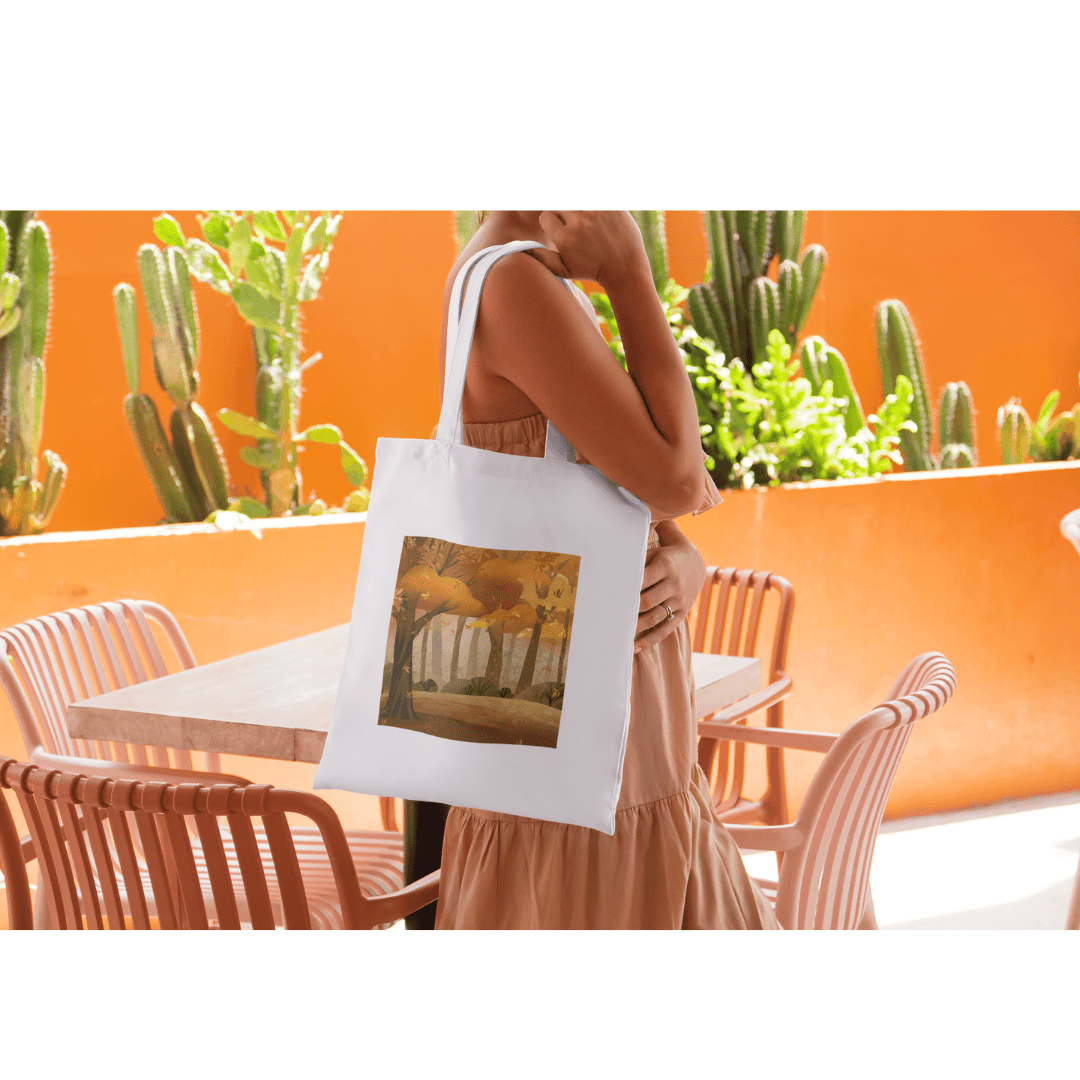 brown and white single object tote bag mockup instagram post 4 1 429