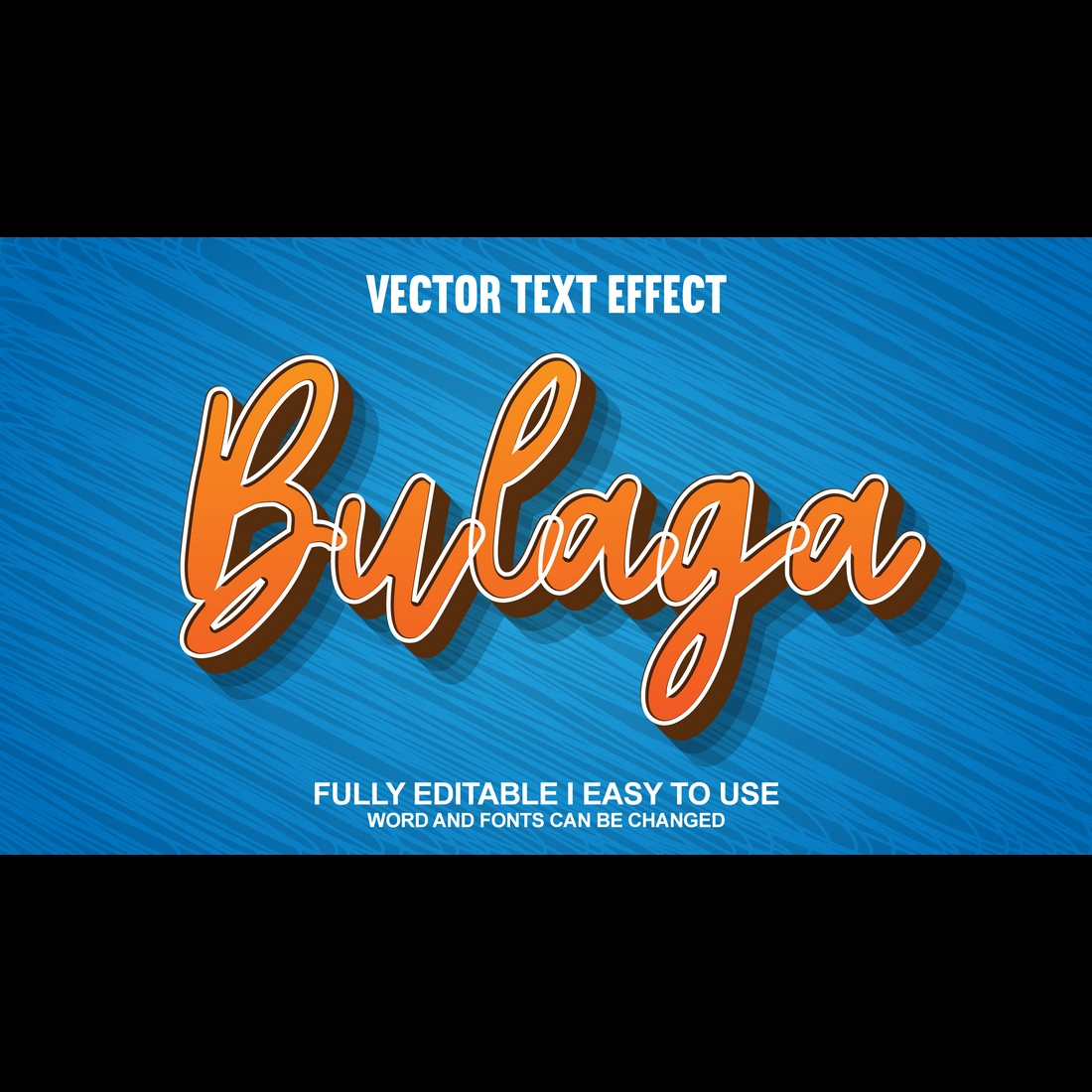 Fully Editable Vector 3D Text Effect preview image.