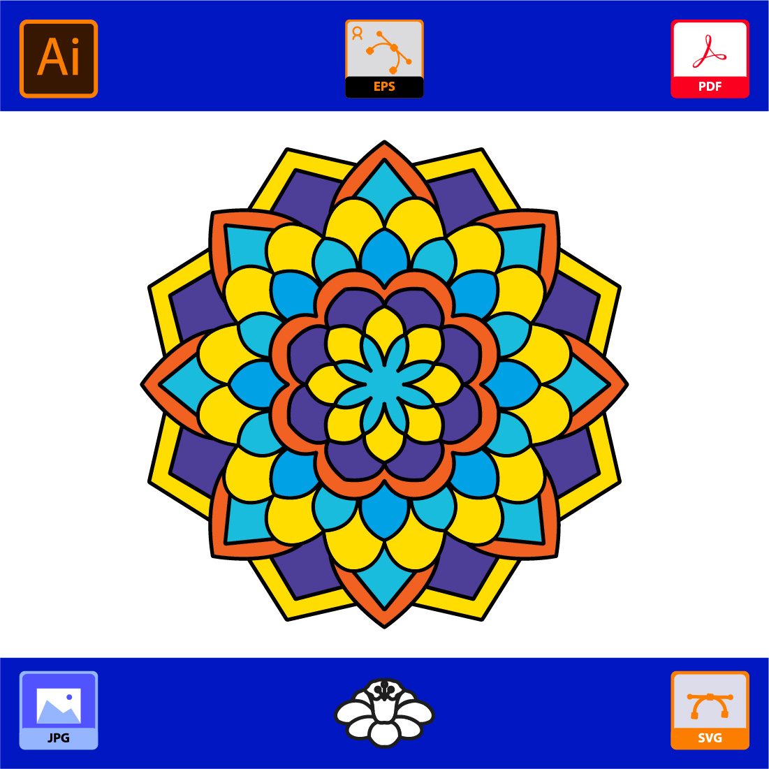 Bundle of 10 Blissful Balance Mandalas Coloring Book Page preview image.