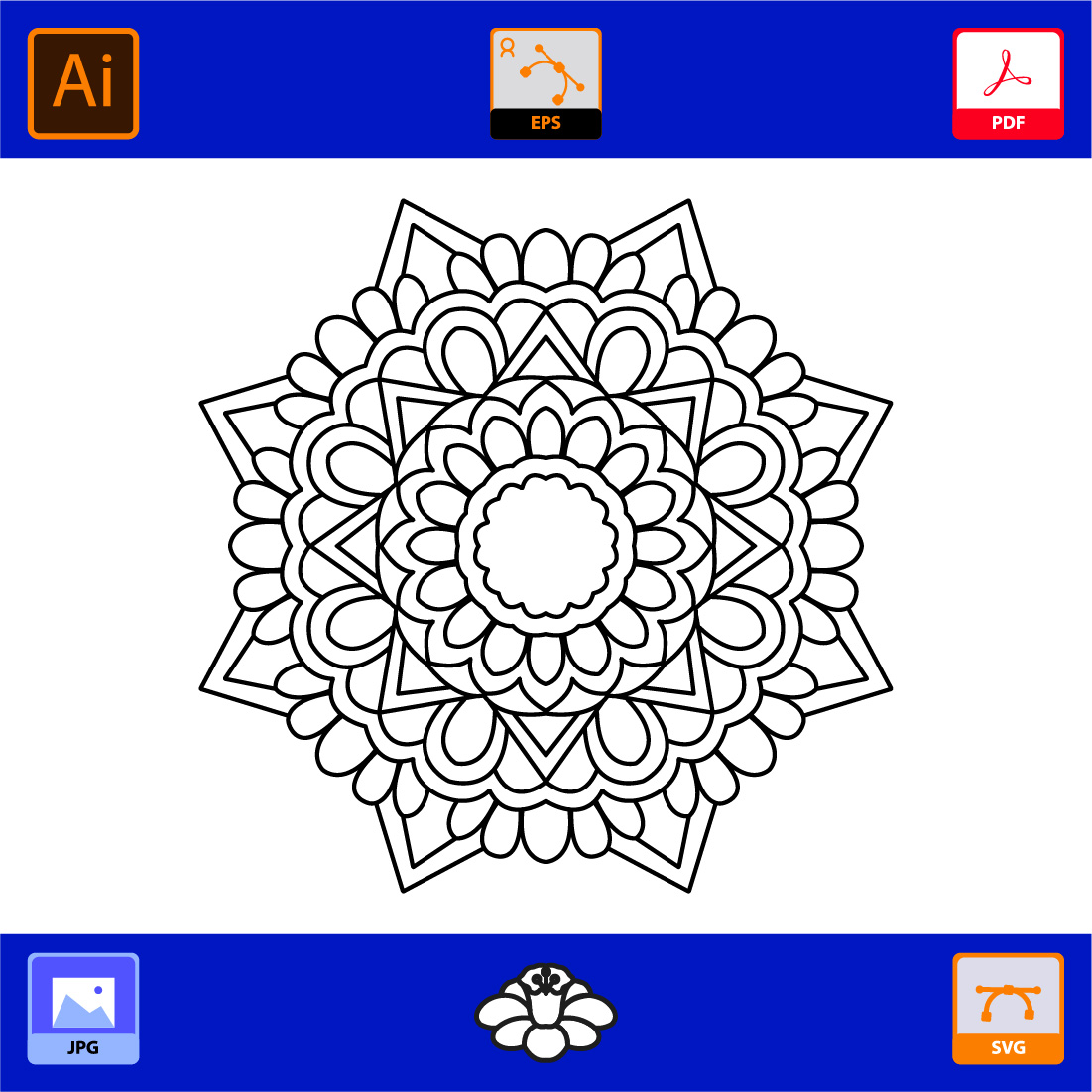 Bundle of 10 Blissful Balance Mandalas Coloring Book Page preview image.