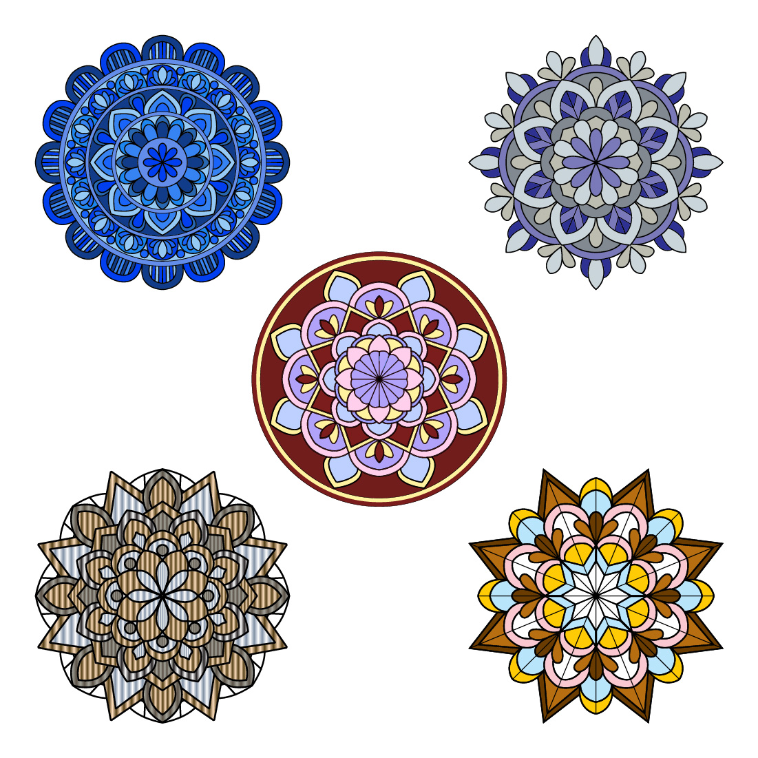 bundle of 10 blissful balance mandalas coloring book page 04 253