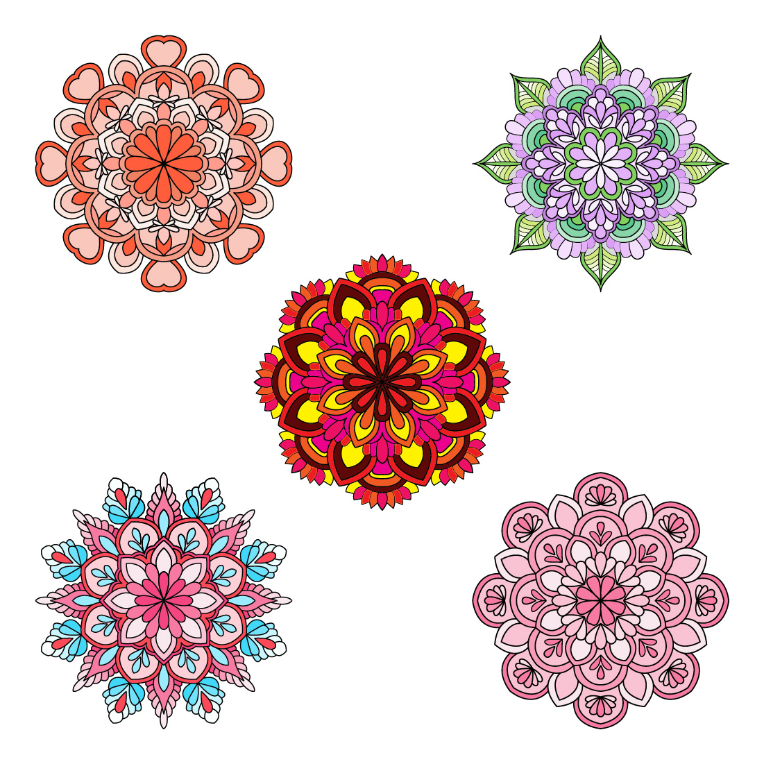 bundle of 10 cosmic floral mandalas coloring book page 04 811