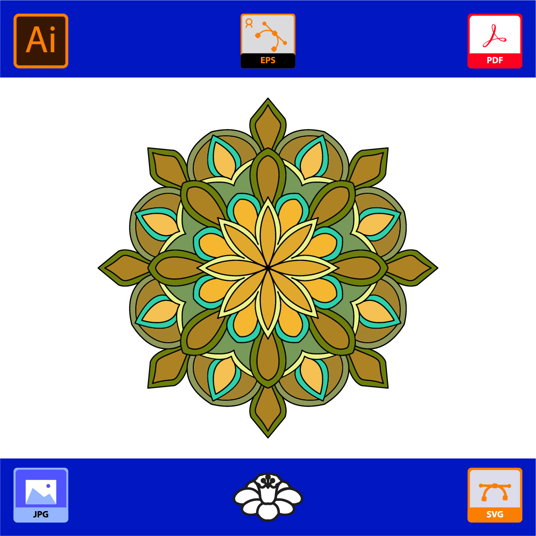 Bundle of 10 Elegant frame Color Mandalas preview image.