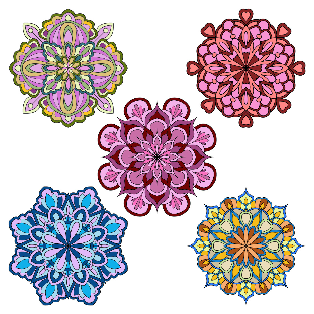 bundle of 10 elegant frame colour mandalas 04 4