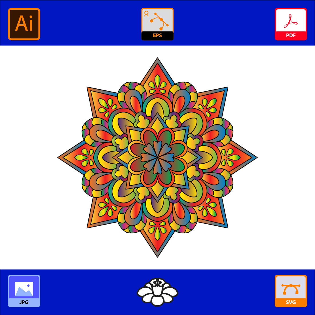 Bundle of 10 Simplicity Colour Mandalas Coloring Book Page preview image.