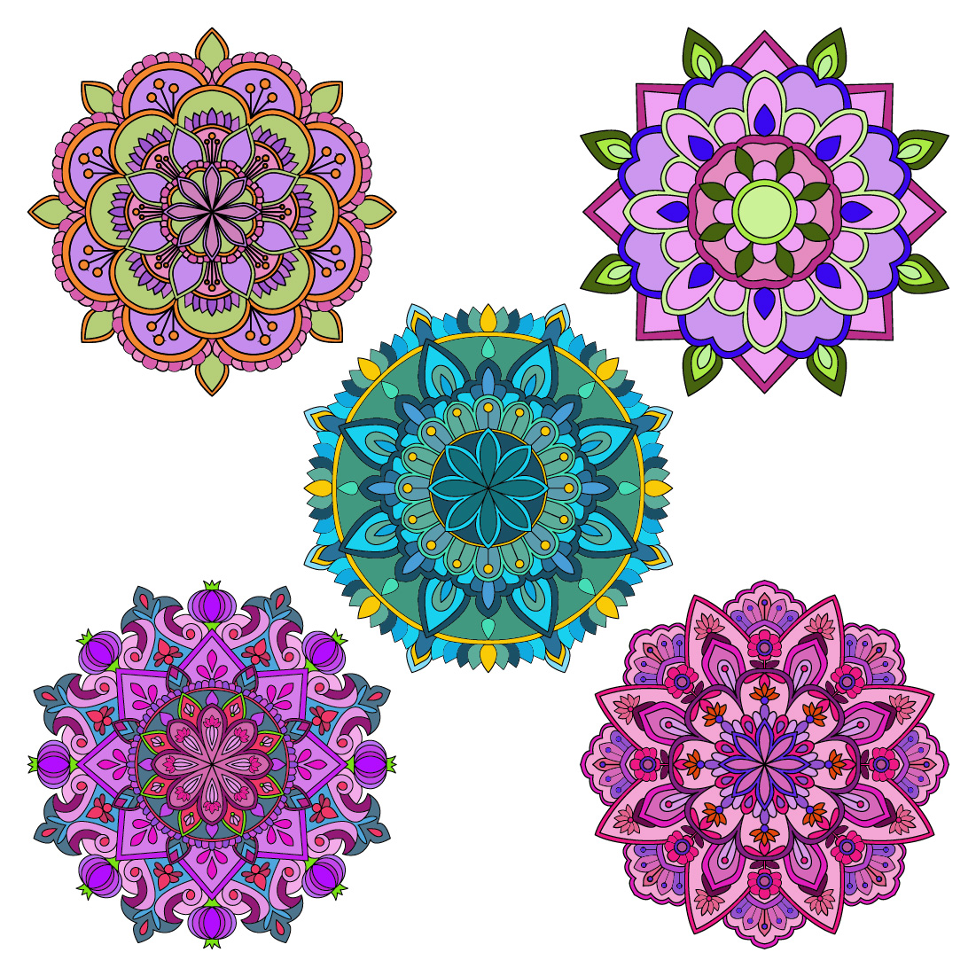 bundle of 10 vintage colour mandalas 04 832