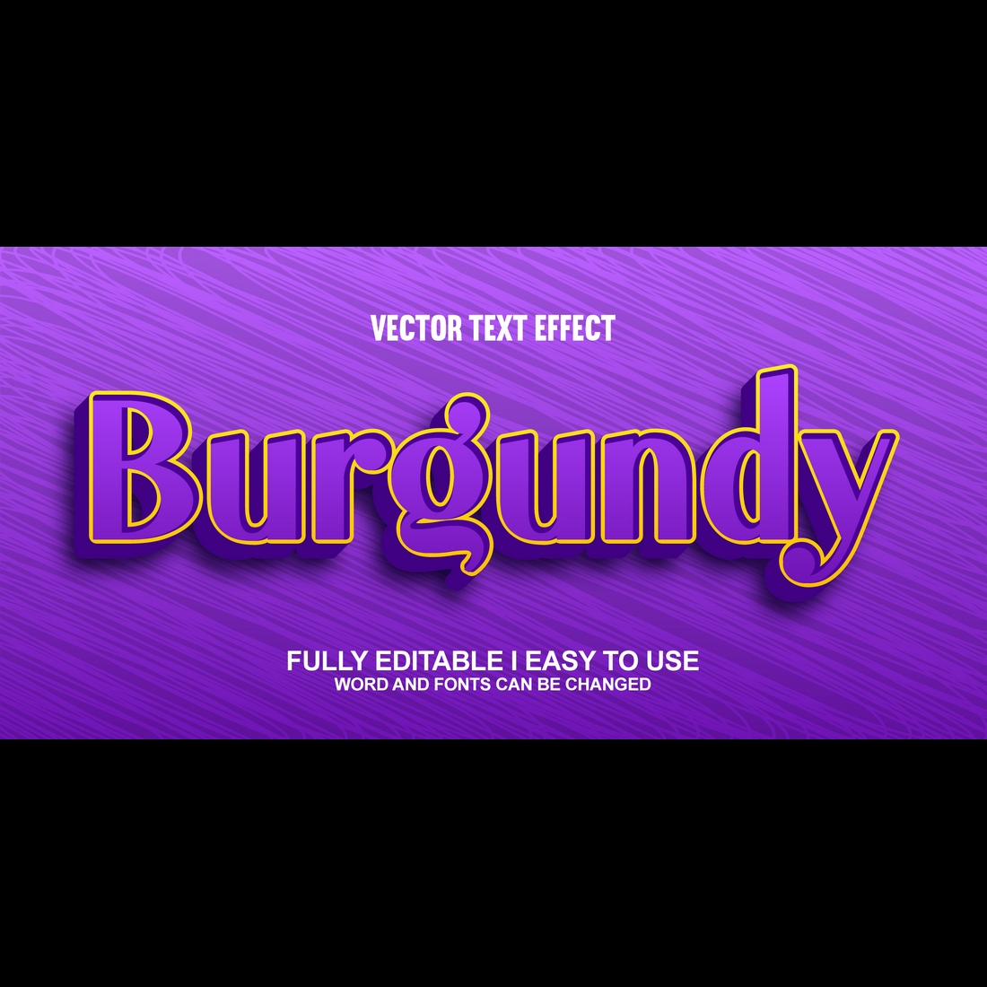 Fully Editable Vector 3D Text Effect preview image.