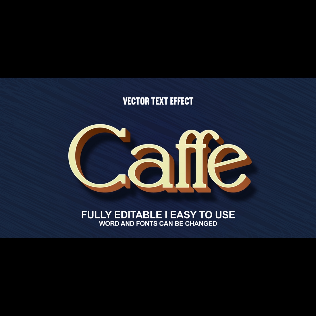 Fully Editable Vector 3D Text Effect preview image.