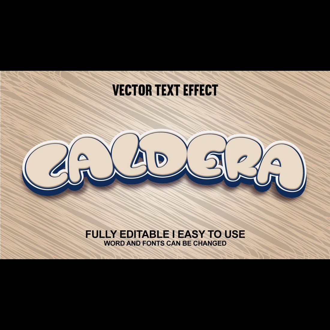 Fully Editable Vector 3D Text Effect preview image.