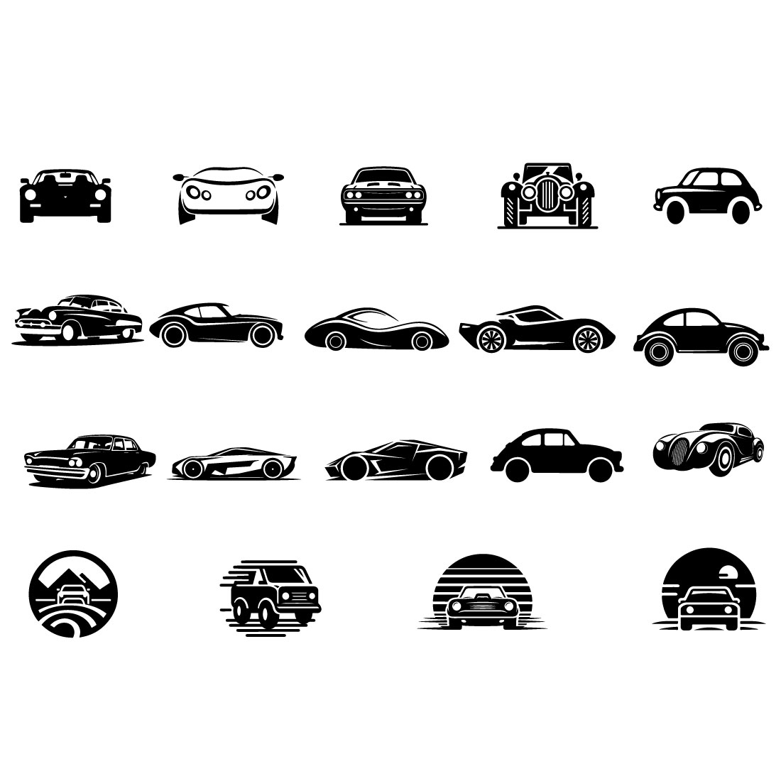 Car icons set preview image.