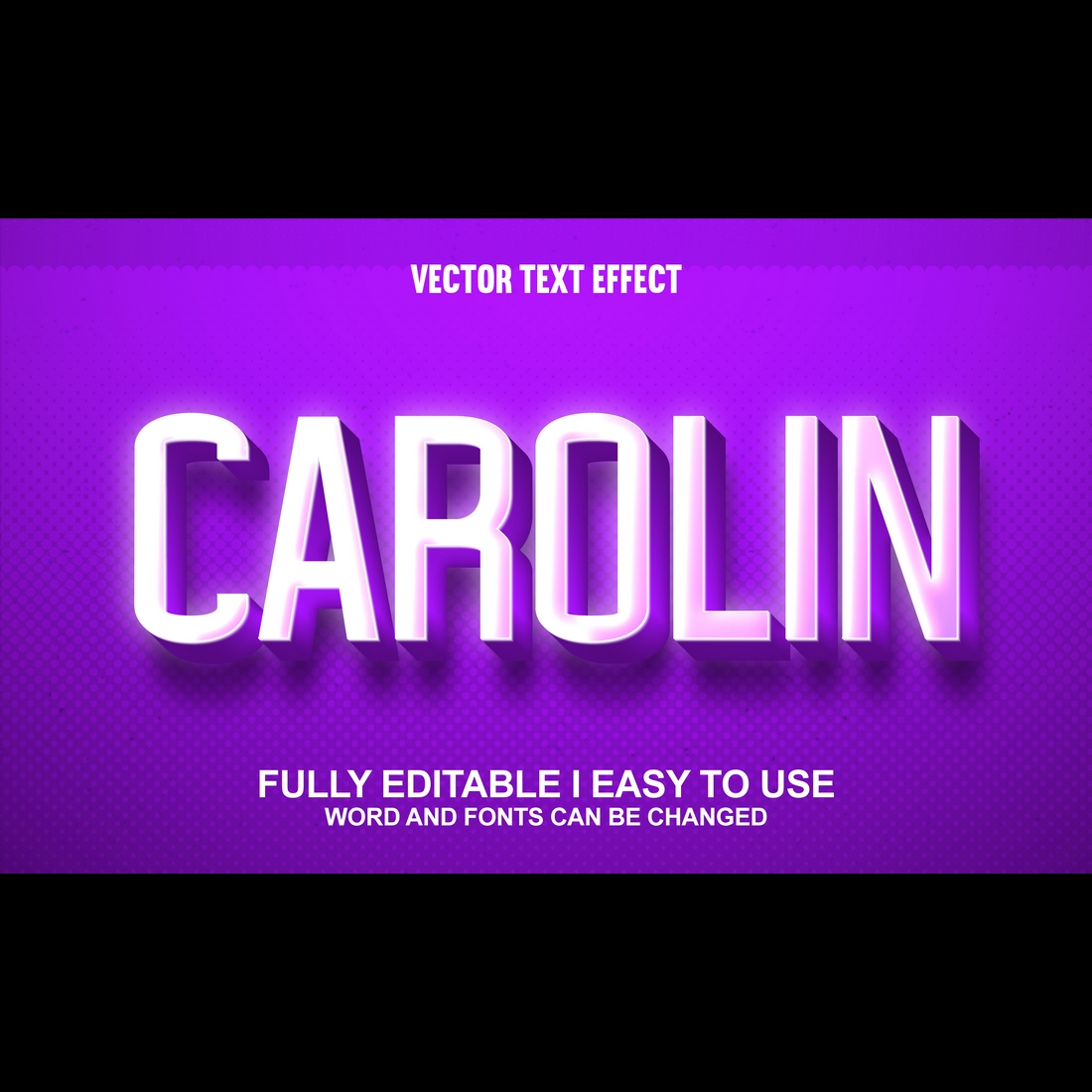 Fully Editable Vector 3D Text Effect preview image.