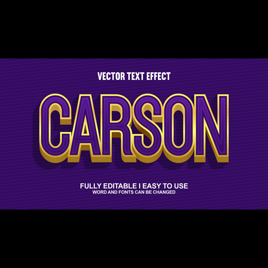 Fully Editable Vector 3D Text Effect preview image.