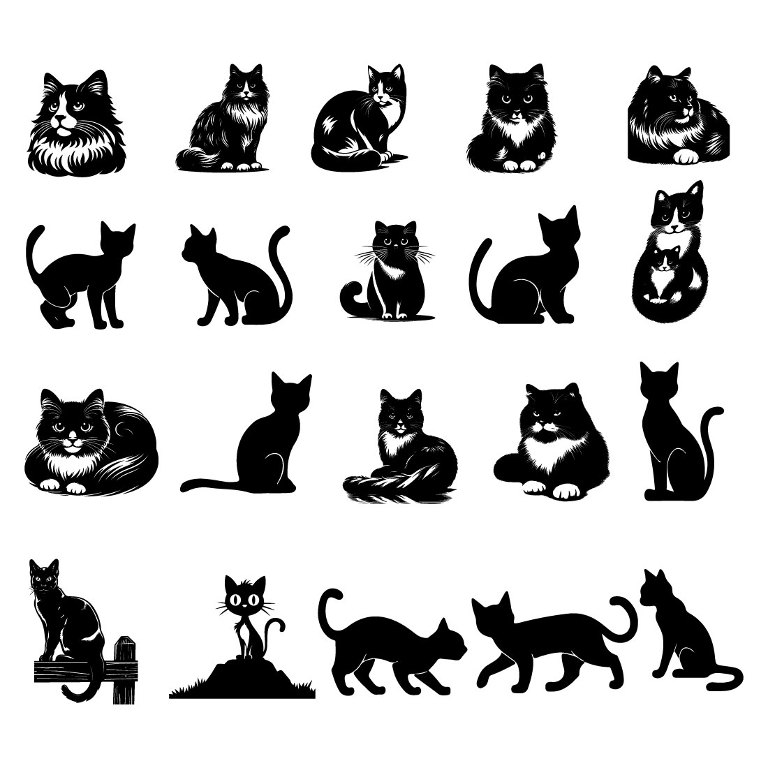 Cat vector silhouette preview image.