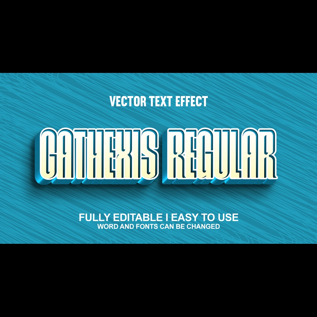 Fully Editable Vector 3D Text Effect preview image.