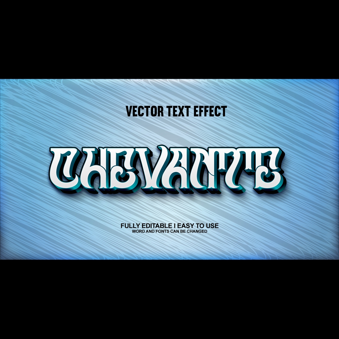 Fully Editable Vector 3D Text Effect preview image.