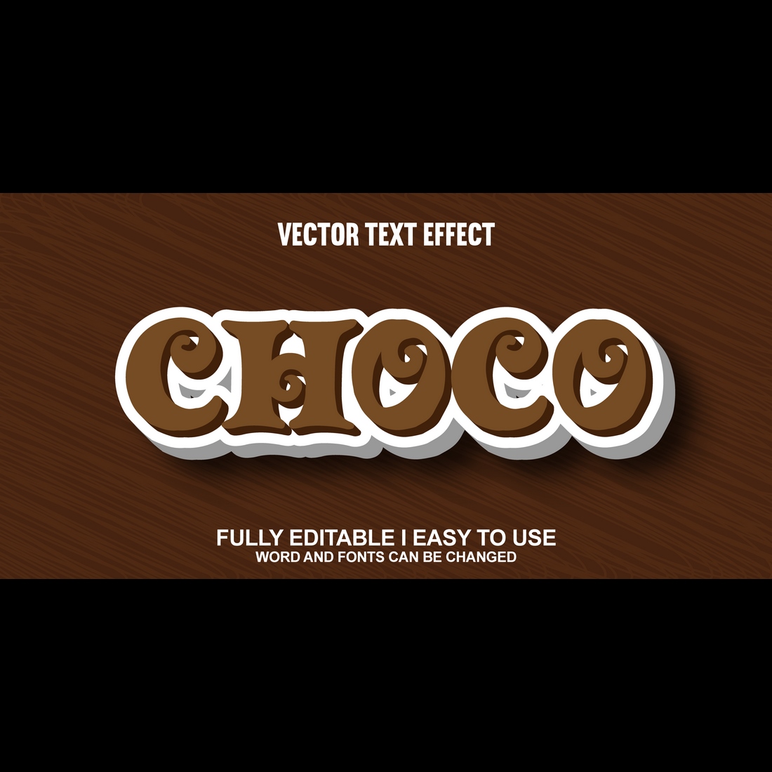 Fully Editable Vector 3D Text Effect preview image.