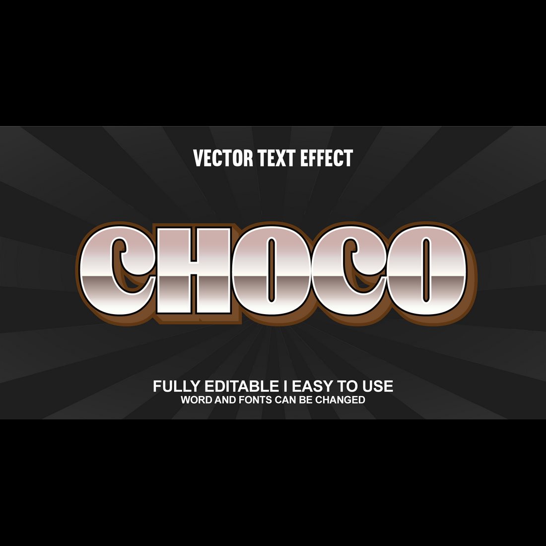 Fully Editable Vector 3D Text Effect preview image.