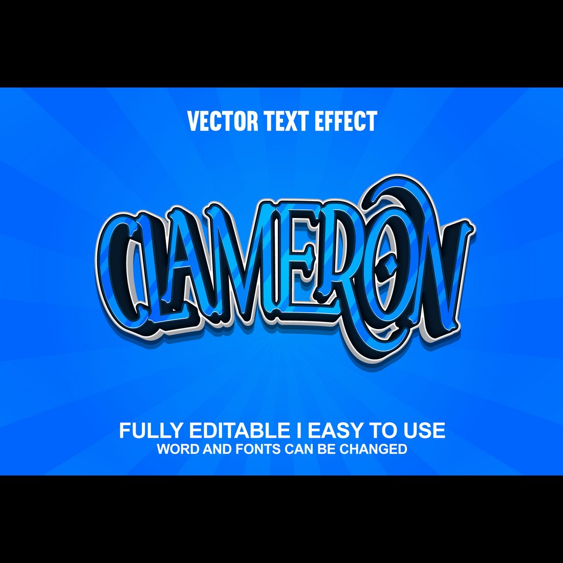 Fully Editable Vector 3D Text Effect preview image.